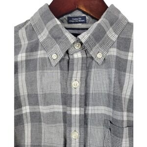 Tommy Hilfiger Mens Gray Plaid Button Down Flanner Long‎ Sleeve Casual Shirt